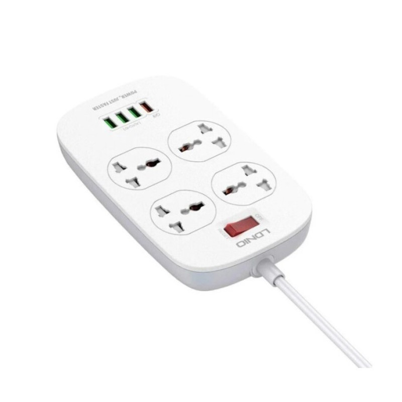 Мережевий фільтр-подовжувач Ldnio SC4407 на 4 розетки 4USB 2 м White