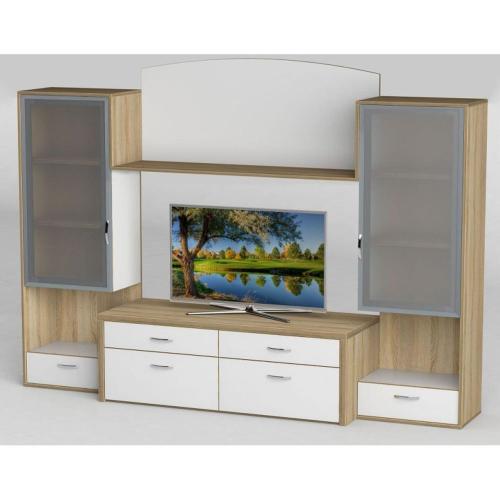 Стінка в вітальню Тиса Мебель Вітальня-110 Сонома Білий 1650x450x1820 мм Стінка в вітальню Тиса Мебель Вітальня-110 Сонома Білий 1650x450x1820 мм