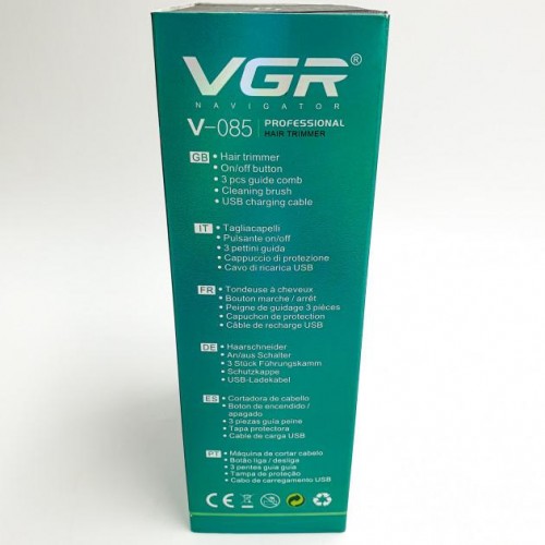 Акумуляторна машинка для стрижки волосся VGR V-085 3 насадки USB кабель для зарядки металевий корпус Gold