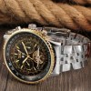 Чоловічий наручний годинник механічний Jaragar Luxury Silver