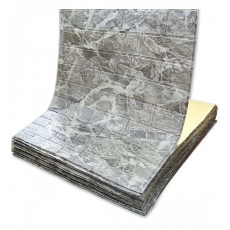 Самоклеюча декоративна 3D панель під цеглу чорний мармур у рулоні 20 м 3D Loft 20000x700x3мм