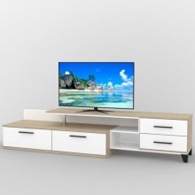 Тумба під телевізор Тиса Мебель ТВ-379 Дуб сонома Білий 55x58x256 см