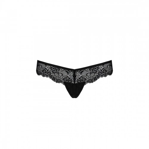 Мереживні трусики-танга з атласним бантиком Naja Thong black L/XL - Passion в інтернет супермаркеті PbayMarket!