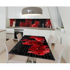 Наклейка 3Д вінілова на стіл Zatarga «Пристрасна орхідея» 650х1200 мм для будинків, квартир, столів, кав'ярень.