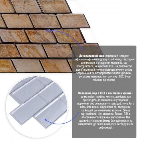 Декоративна панель ПВХ цегла під коричневий мармур Sticker Wall SW-00001428 960х480х4мм Декоративна панель ПВХ цегла під коричневий мармур Sticker Wall SW-00001428 960х480х4мм