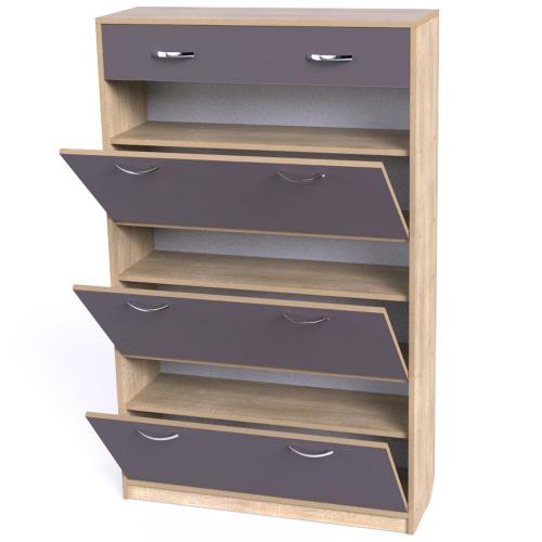 Тумба для взуття Тиса Мебель ТО-140 Дуб сонома Графіт 145x90 см Тумба для взуття Тиса Мебель ТО-140 Дуб сонома Графіт 145x90 см