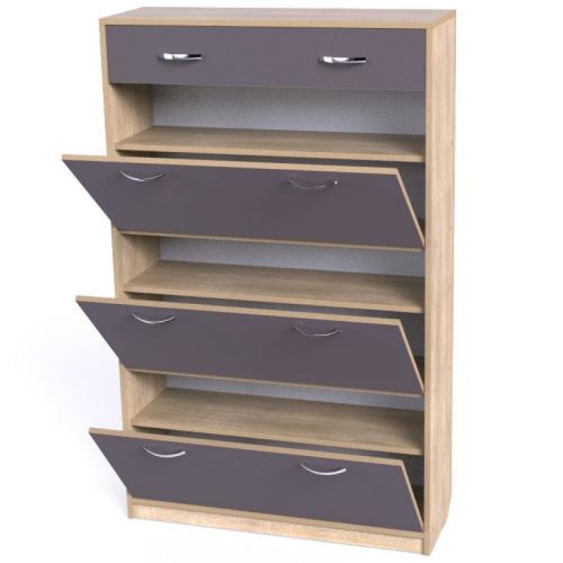 Тумба для взуття Тиса Мебель ТО-140 Дуб сонома Графіт 145x90 см