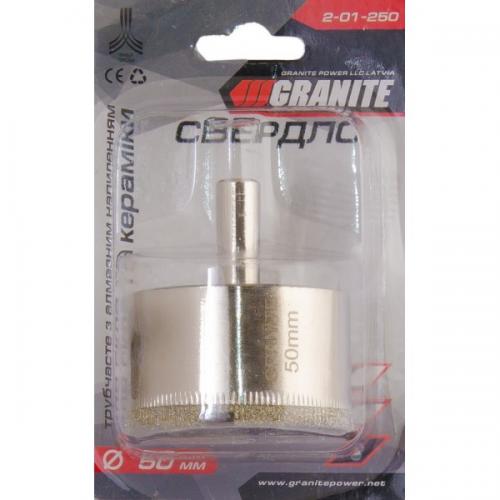 Свердло трубчасте GRANITE з алмазним напиленням для скла та плитки 50 мм 2-01-250 Свердло трубчасте GRANITE з алмазним напиленням для скла та плитки 50 мм 2-01-250