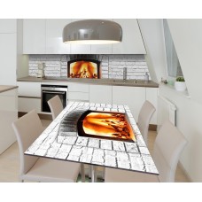 Наклейка 3Д вінілова на стіл Zatarga «Білий камін» 650х1200 мм для будинків, квартир, столів, кав'ярень