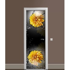 Наклейка на двері Zatarga «Жовті жоржини» 650х2000 мм вінілова 3Д наклейка декор самоклеюча