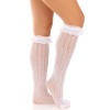 Шкарпетки ажурні з рюшами Leg Avenue Sweetheart Ruffle Cuff Knee Highs White, високі