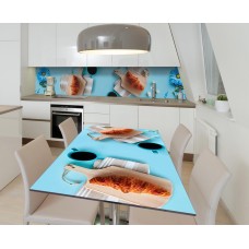 Наклейка 3Д вінілова на стіл Zatarga «Бірюзовий ранок» 650х1200 мм для будинків, квартир, столів, кав'ярень