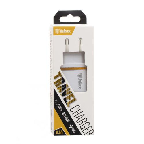 Мережеве заряджання Inkax CD-11 2.1A 2 USB адаптер Білий Мережеве заряджання Inkax CD-11 2.1A 2 USB адаптер Білий