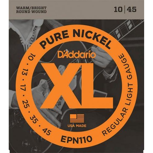 Струни для електрогітари D'Addario EPN110 Pure Nickel Regular Light Electric Strings 10/45 Струни для електрогітари D'Addario EPN110 Pure Nickel Regular Light Electric Strings 10/45