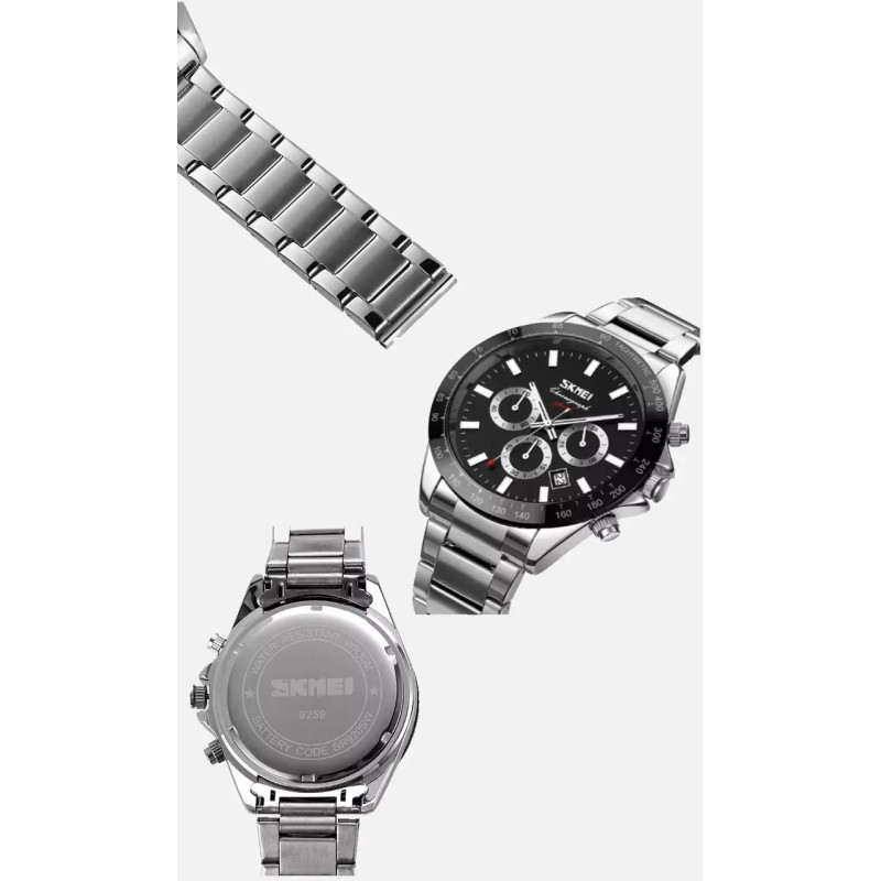 Чоловічий класичний годинник Skmei 9259 Сріблястий