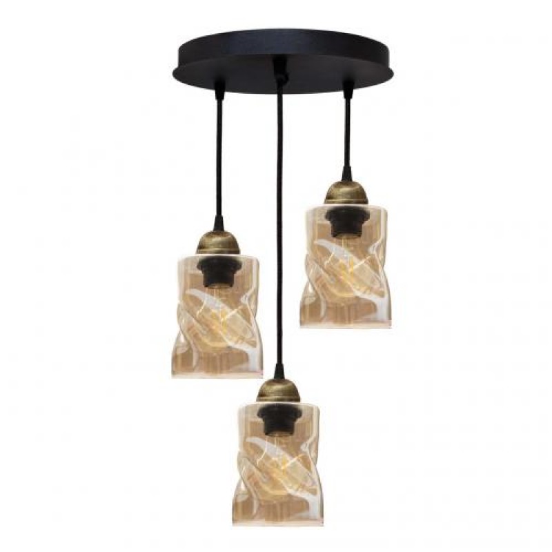 Світильник підвісний MSK Electric Tornado на круглій основі під три лампи Е27 PL 20245-3R BK Чорно-бронзовий (619263)