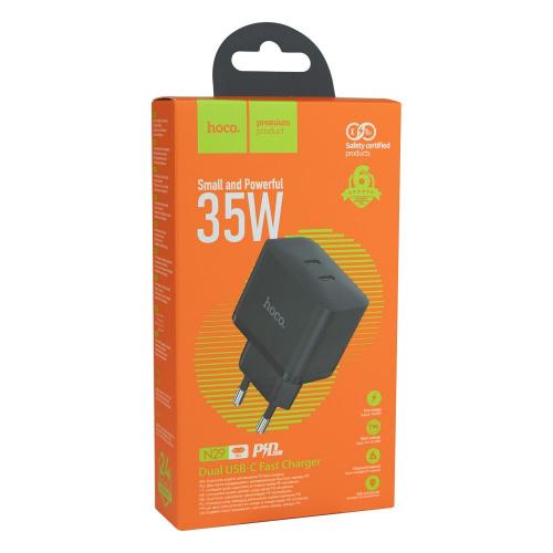 Зарядное устройство Hoco N29 Triumph wall charger dual Type C 35W output EU plug Черный Зарядное устройство Hoco N29 Triumph wall charger dual Type C 35W output EU plug Черный