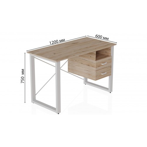 Письмовий стіл із ящиками Ferrum-decor Оскар 750x1200x600 метал Білий ДСП Дуб Сан-Маріно 16 мм (OSK0009) в інтернет супермаркеті PbayMarket!