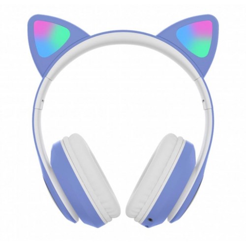 Бездротові Bluetooth навушники з вушками Cat Ear VZV-23M/7805 LED Сині