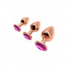 Металева анальна пробка Wooomy Tralalo Rose Gold Metal Plug Magenta L, діаметр 4 см, довжина 9 см в інтернет супермаркеті PbayMarket!