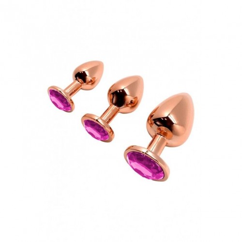 Металева анальна пробка Wooomy Tralalo Rose Gold Metal Plug Magenta L, діаметр 4 см, довжина 9 см в інтернет супермаркеті PbayMarket!