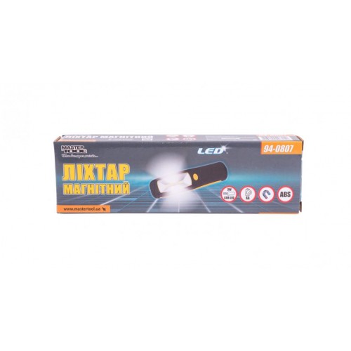 Ліхтар магнітний з підвісом MASTERTOOL 210х60х28 мм COB LED 3xAA ABS 94-0807