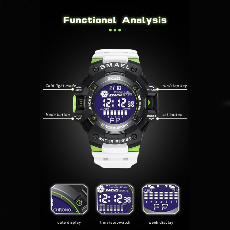 Годинник наручний чоловічий Smael 8050 White (15201-hbr)