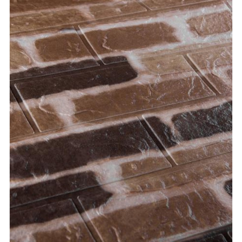 Самоклеюча декоративна 3D панель під катеринославську цеглу 3D Loft коричнева 700x770x3 мм (346-3)