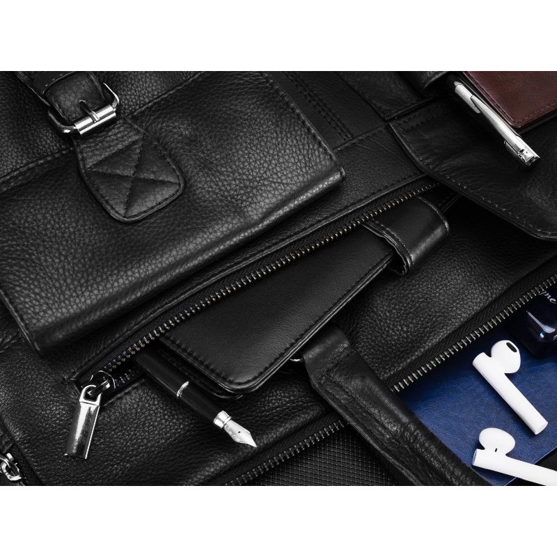 Чоловіча шкіряна сумка-портфель для ноутбука до 14 дюймів Always Wild Чорний (LAP15602NDM)