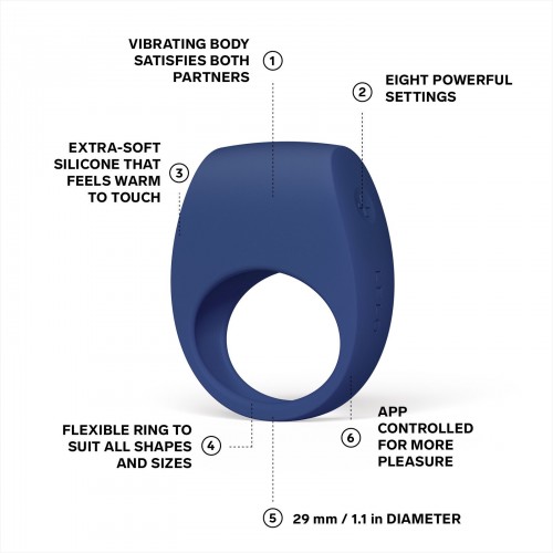 Ерекційне кільце з вібрацією LELO Tor 3 Base Blue