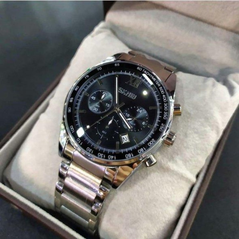 Чоловічий наручний годинник Skmei Tandem 9096 Сріблястий