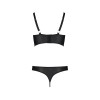 Комплект з екошкіри з люверсами та ремінцями Malwia Bikini black L/XL — Passion, бра та трусики в інтернет супермаркеті PbayMarket!