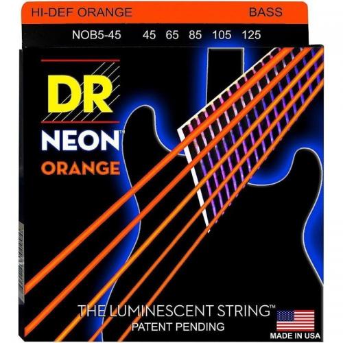 Струни для бас-гітари DR NOB5-45 Hi-Def Neon Orange K3 Coated Medium Bass 5 Strings 45/125 Струни для бас-гітари DR NOB5-45 Hi-Def Neon Orange K3 Coated Medium Bass 5 Strings 45/125