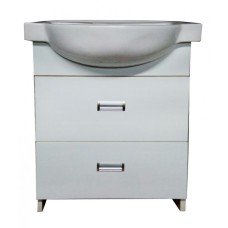 Тумба Mikola-M пластикова 2.0 з двома висувними ящиками та керамічним умивальником 60 см