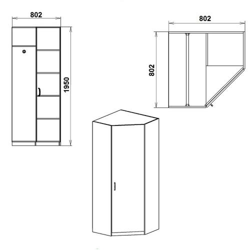 Кутова шафа для одягу Компаніт Шафа-3У горіх екко в інтернет супермаркеті PbayMarket!