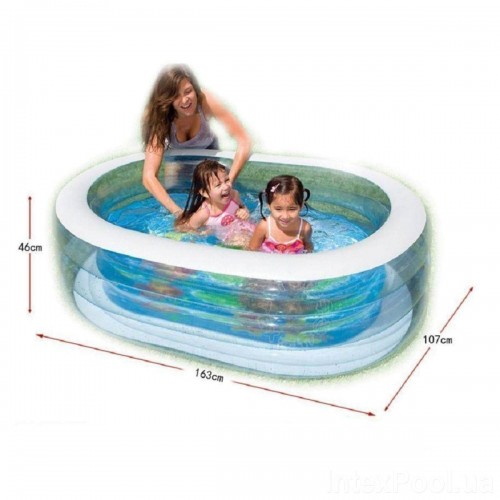 Дитячий надувний басейн Intex 57482-2 «Морські друзі», 163 х 107 х 46 см, з кульками 10 шт, підстилкою, насосом (hub_tb0wp8)