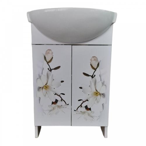 Тумба Mikola-M Магнолія пластикова з умивальником CERSANIT Cersania 50 см