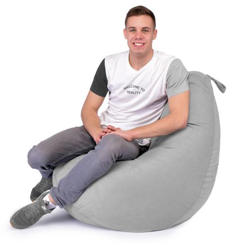 Крісло Мішок Груша Замша 120х85 Студія Комфорту Розмір Стандарт сірий