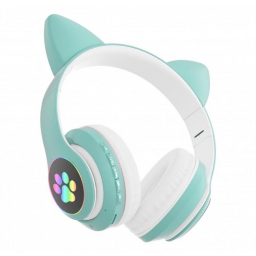 Бездротові Bluetooth навушники з вушками Cat Ear VZV-23M/7805 LED Бирюзові