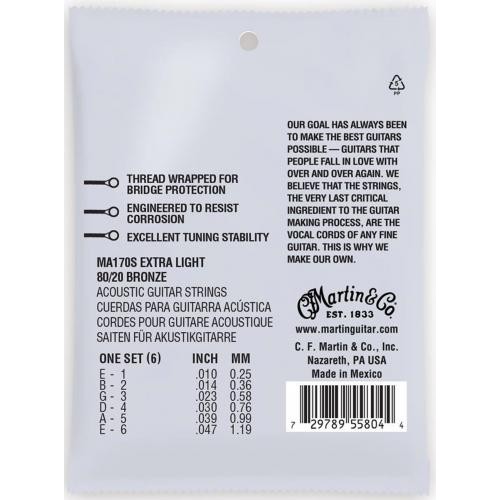 Струни для акустичної гітари Martin MA170S Marquis Silked 80/20 Bronze Acoustic Guitar Strings Extra Light 10/47 Струни для акустичної гітари Martin MA170S Marquis Silked 80/20 Bronze Acoustic Guitar Strings Extra Light 10/47