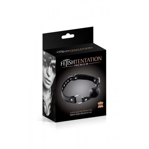 Кляп Fetish Tentation Premium Leather gag with silicone ball Black