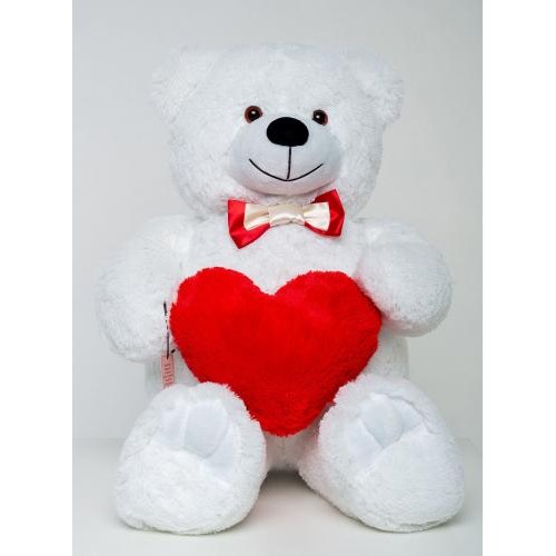 Плюшевий ведмедик з серцем Mister Medved Майк 85 см Білий (027) Плюшевий ведмедик з серцем Mister Medved Майк 85 см Білий (027)