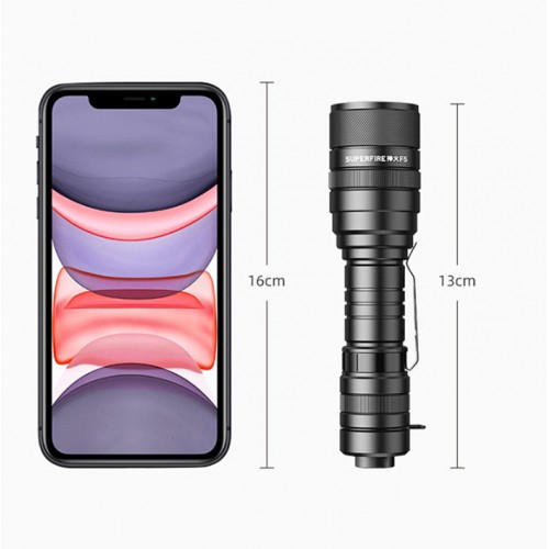 Ліхтар ручний акумуляторний з зумом SuperFire F5 1100 Lumen IP43 Black Ліхтар ручний акумуляторний з зумом SuperFire F5 1100 Lumen IP43 Black