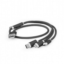 Кабель Cablexpert USB BM - Lightning/MicroUSB/USB Type-C, 1м Чорний (CC-USB2-AM31-1M)
