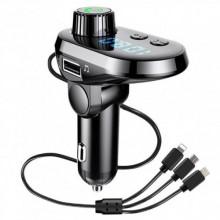 Автомобільний FM трансмітер No Brand модулятор Q15 Bluetooth MP3 з LCD екраном та зарядним кабелем 3в1 Original GSO 510-044