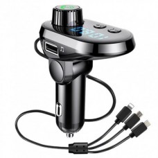 Автомобільний FM трансмітер No Brand модулятор Q15 Bluetooth MP3 з LCD екраном та зарядним кабелем 3в1 Original GSO 510-044