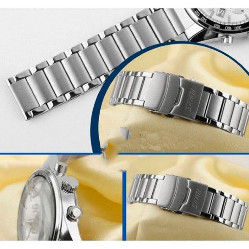 Чоловічий наручний годинник Skmei Tandem 9096 Сріблястий