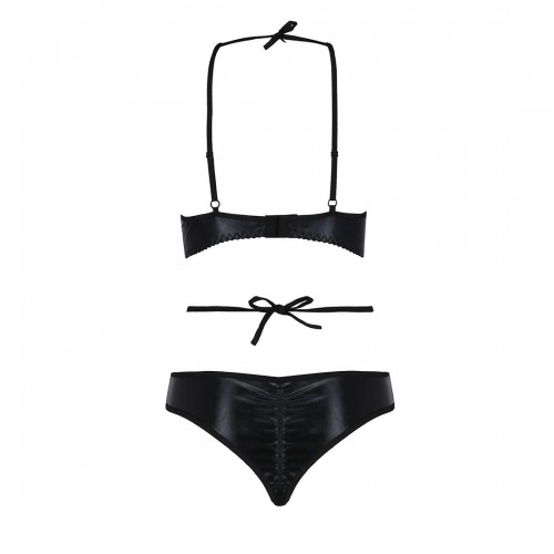 Комплект білизни Passion NAVEL SET black L/XL Black, трусики, ліф, мереживні та латексні вставки в інтернет супермаркеті PbayMarket!