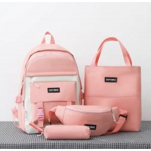 Рюкзак 4 в 1 шкільний для дівчинки Hoz світло-рожевий Kay (набір: рюкзак + сумка + пенал + бананка) (SK001669)