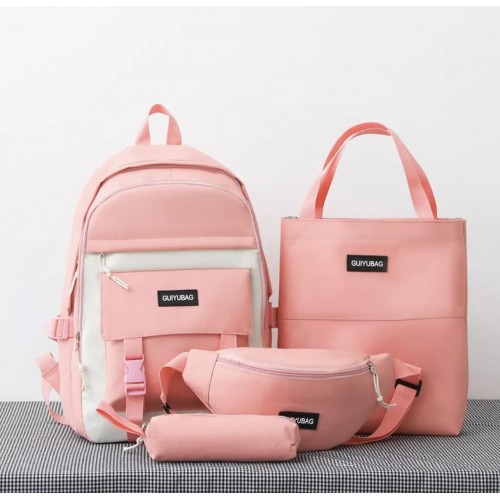 Рюкзак 4 в 1 шкільний для дівчинки Hoz світло-рожевий Kay (набір: рюкзак + сумка + пенал + бананка) (SK001669) в інтернет супермаркеті PbayMarket!